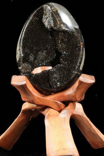 Septarian Dragon Egg Geode - Black Calcite Crystals #33986